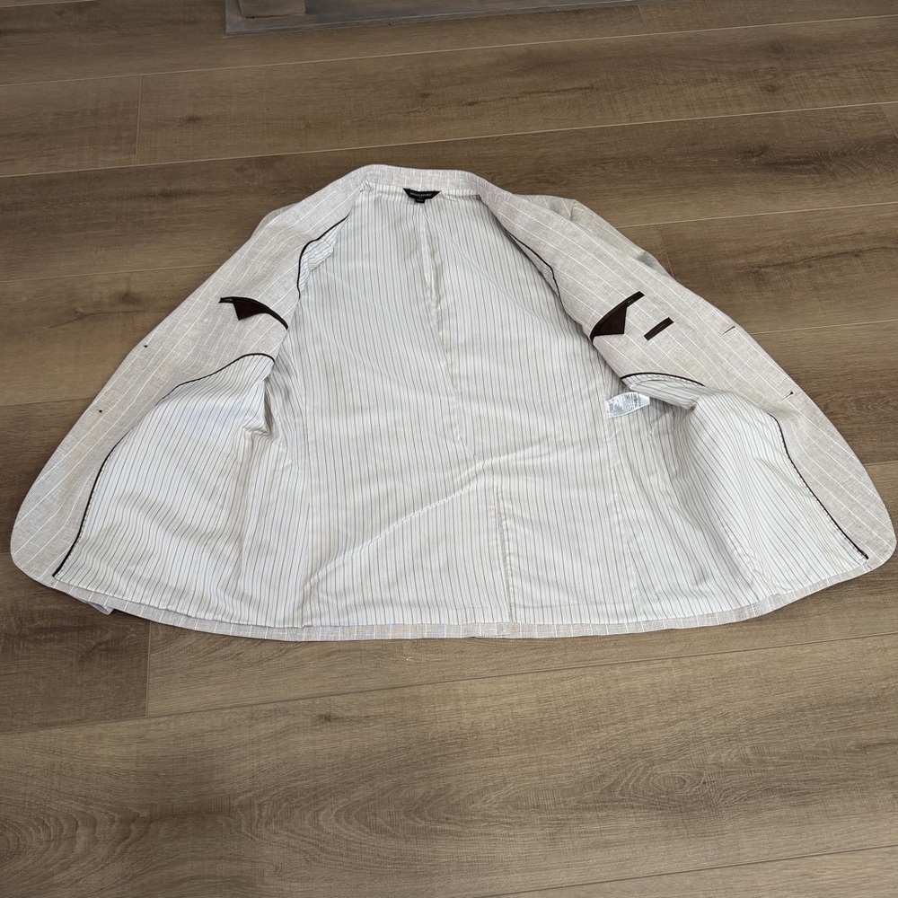 Banana‎ Republic Men Beige Linen Cotton Blazer Sport Jacket 44R 2 Button Lined - Picture 4 of 15